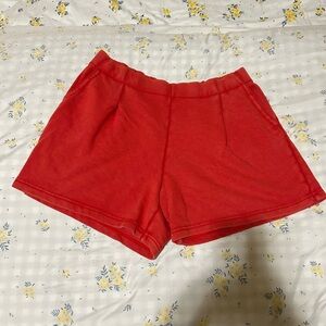 Aerie Red New Heights Trouser Fleece Sweat Shorts in L